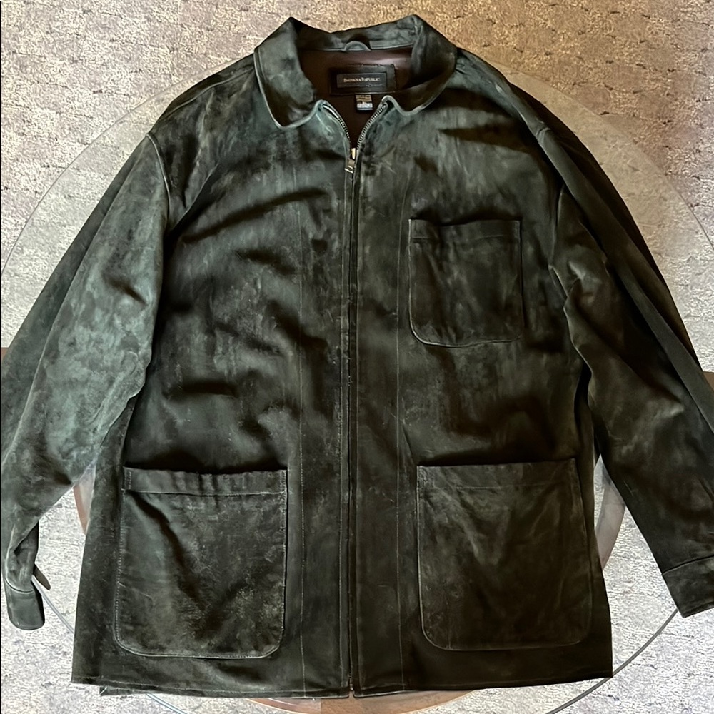 Banana Republic Dark Green Suede Shirt Jacket